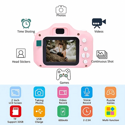 Caméra Numérique HD pour Enfants - Cadeau Parfait pour les Petits Photographes !